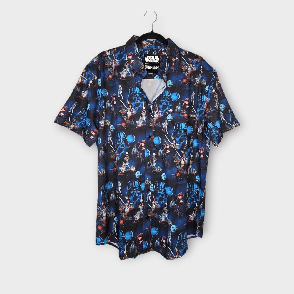 RSVLTS Star Wars The Trilogy Black Blue Short Sleeve Shirt Men's Lg
